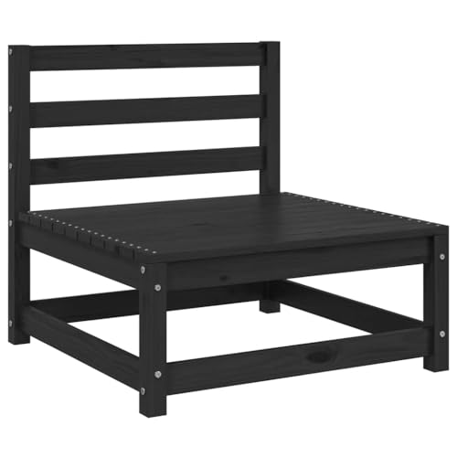 WDGJJFECNMUEHI Modular Garden Sofa Set in Solid Pine Wood Black Outdoor Furniture for Patio Lounge...