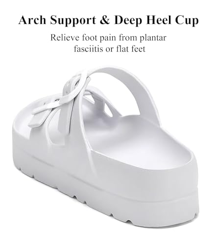 Image of Haifago Women's Platform Sandals with Arch Support, Summer Beach Slides Adjustable Buckle Comfortable Lightweight EVA Slip on Slide