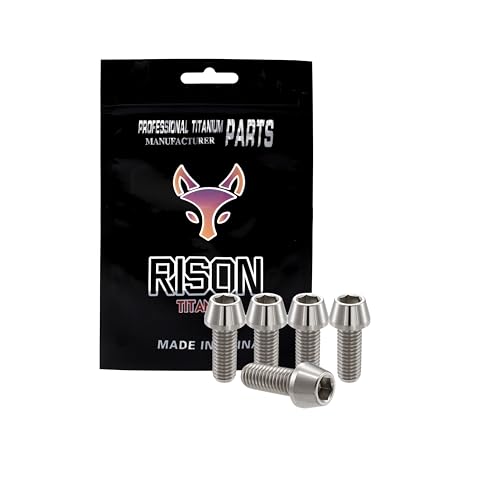 Image of RISON Titanium Bolts Ti Bolt M5*0.8 * 15 Hex Tapered Socket Head 5Pcs Original Titanium Hex Tapered Head Bolt Screw for Bike stem