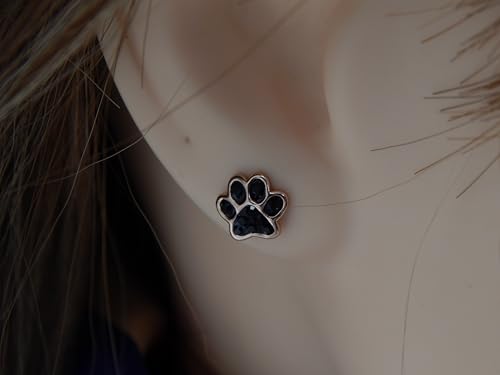 Rose Gold Plated on 925 Sterling Silver with Crystal Paw Print Stud Earrings 5475 (Nickel Free)2