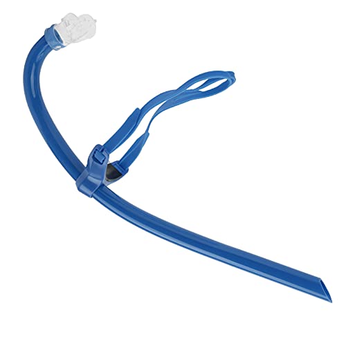 Snorkel Mounted on The Front with Silicone Nozzle for Swimming Training, Conical Tube, Adjustable Headband, Black (Blue)