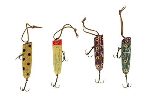 Colorful Wooden Vintage Fishing Lure Hangings Set of 4