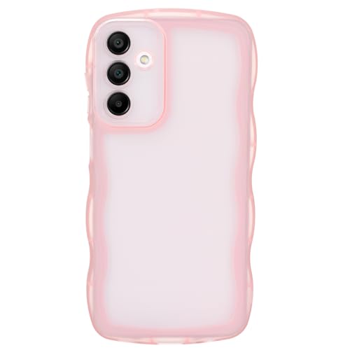 MEGANTREE Cute Phone Case Compatible with Samsung Galaxy A15 4G/ 5G Case, Curly Wave Frame Anti Slip Soft TPU Drop Protection, for Girls Women 6.5', Clear Pink