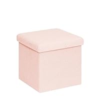 PINPLUS Storage Ottoman Foot Rest Stool, 31.5inches Sherpa Folding Ottoman Cube, Multifunctional Upholstered Foot Rest Ottoman for Living Room, Padded Seat for Dorm Bedroom