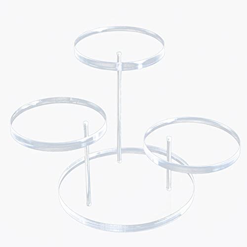 FEWB Ringe Tablett Halter Fall-Acryl Schmuckständer Rack, Dreistufiger runder Schmuckständer mit drehbarem Ring(transparent) Cover