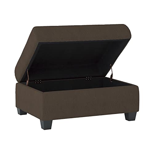 Lexicon Atlantis Tufted Fabric Storage Ottoman, 33" W, Chocolate #TOP2