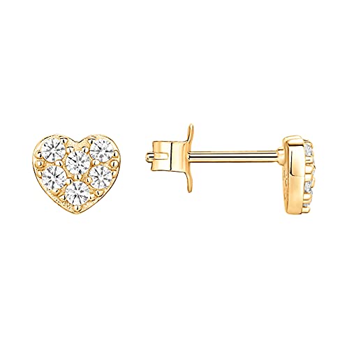 Image of PAVOI 14K Gold Plated 925 Sterling Silver Stud Earrings for Women - Dainty Geometrical Bar Triangle Heart Earrings - Valentines Day Trendy Jewelry