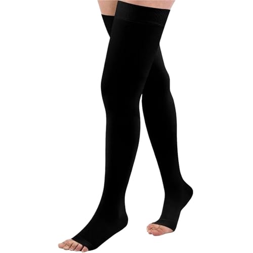 1Pair 20-30 MmHg Calf Compression Sleeves for Women & Men, Thigh Footless Compression Sleeves for Running for Shin Splint Relief, Recovery, Running(Black,S)