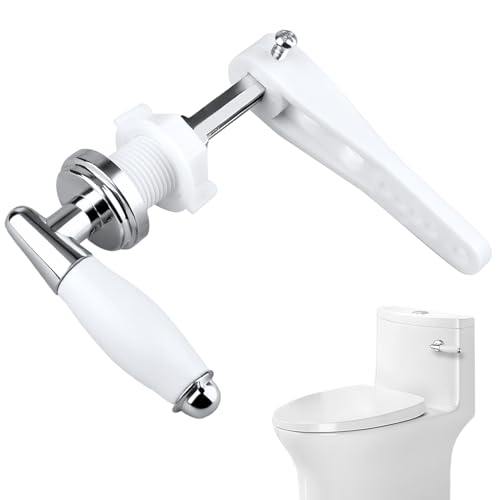 Ceramic Toilet Flush Handle Toilet Handle Replacement Rust-Resistant Chrome Universal Fit Toilets Cistern Handles With Anti-Slip Grip Metal Handles Cistern Lever For Toilets Wc Cistern Tank Lever