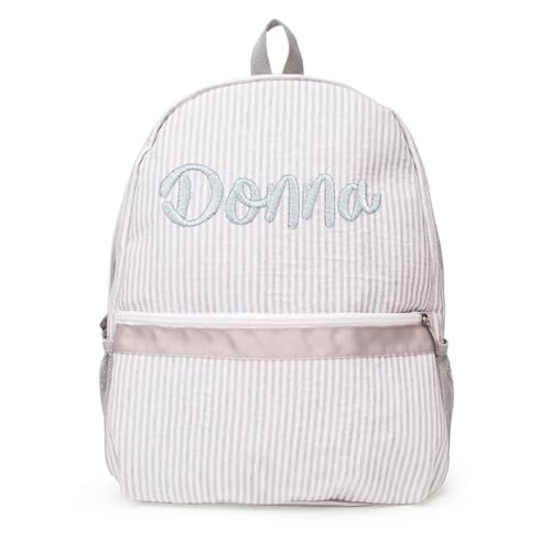 Personalized Backpack，monogrammed Seersucker Backpack, Custom Backpack Embroidered, Custom Baby Gift(Red)3