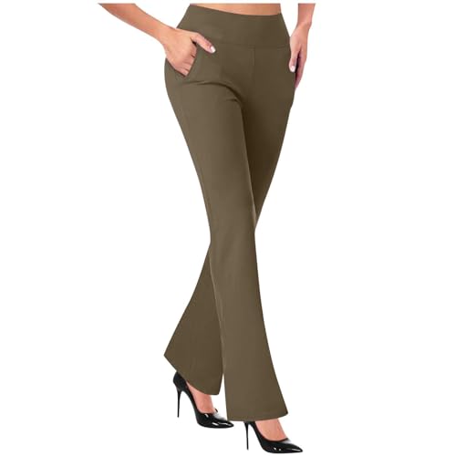 TANGNADE Womens Work Dress Pants High Waited Pull Slim Flare Leg Casual Trousers with Pockets Fall Winter Pants