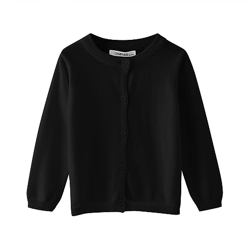 Toddler Baby Girl Boy Soild Knit Sweater Round Neck Long Sleeve Pullover Sweatshirt Coat Fall Winter (Black, 3-4 Years)