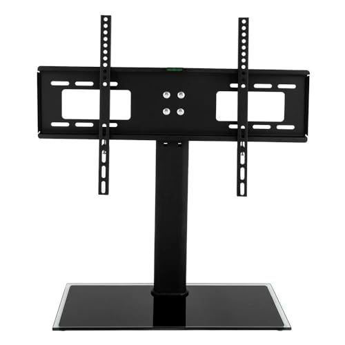 Universal TV Stand for 32–55 Inch TVs – Tabletop Pedestal Mount with Height-Adjustable Bracket, Tempered Glass Base – Fits Plasma, LCD, LED & OLED Screens, Max VESA 400x400mm, Holds up to 40KG