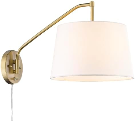 Ryleigh 1 Light Articulating Wall Sconce Brushed Champagne Bronze with Modern White Shade