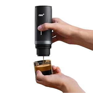 CERA Portable Coffee Maker Battery Coffee Powder and NS Capsules for Self Heating Espresso Machine with Carrying Case for Travel Campers