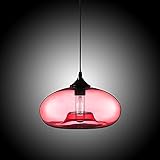 VejiA Industrial E27 Lámpara de Techo de Forma Ovalada de Vidrio Multicolor Lámpara Colgante Vintage Ajustable Restaurante Comedo