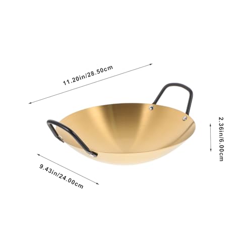 Wok de acero inoxidable con doble asa color dorado miniatura 2