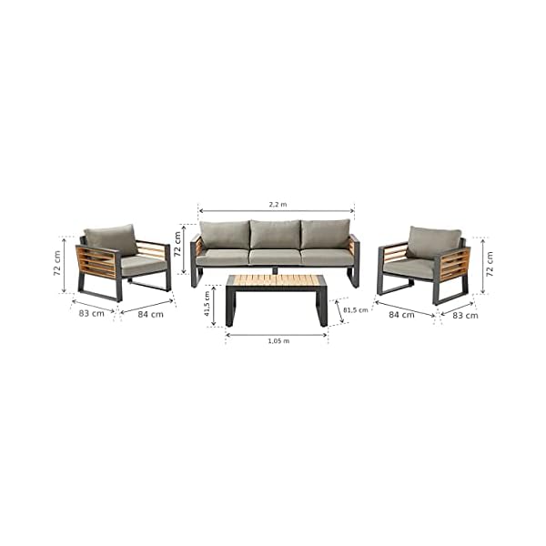 IONIS Gartenlounge Set Aluminium & Teak Anthrazit