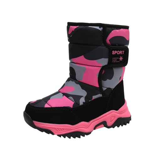 Genérico Botas de Nieve Calientes para Niñas y Niños Zapatos Al Aire Libre Niños Invierno Antideslizante Impermeables, rosa fuerte, 33 EU