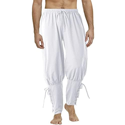 Pantalón Pirata Vikingo Medieval Para Hombre, Blanco, Xx-Large