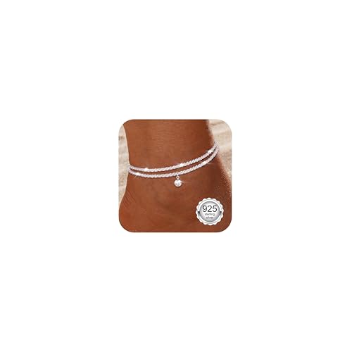 Diamday Cavigliera da Donna Argento 925 Bracciali Caviglia Argento Regolabile Delicato Cavigliere Impermeabile...