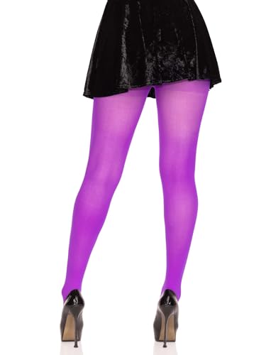 Image of Leg Avenue Opaque Colored Tights for Women, Purple, Queen Size