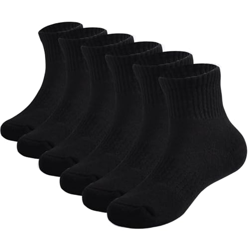 Boys Athletic Cushioned Crew Socks Thick Cotton Sports Socks 6 Pairs 5-14 Years