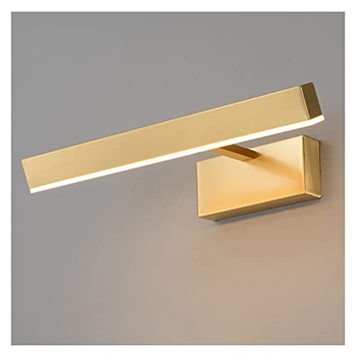 Lumière avant salle de bain anti-buée avec applique de miroir dorée étanche