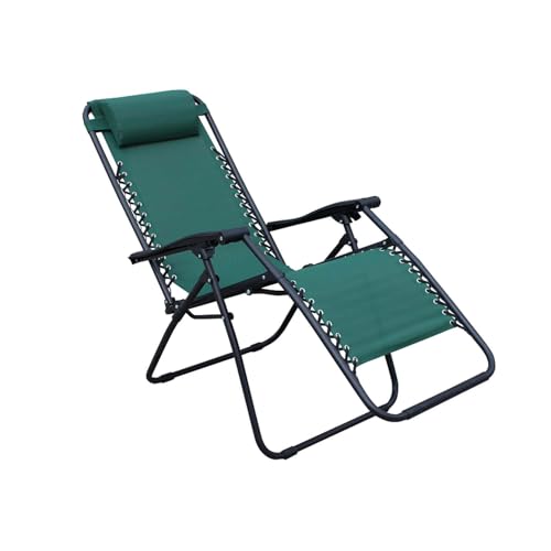 Marca: milani home Milani Home s.r.l.s. Sdraio Pieghevole con Struttura Nera E Textilene Verde Scuro per Campeggio Spiaggia Mare Piscina Giardino