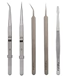 Tweezers, 5 Pcs Precision Tweezers Set, Anti-Static Stainless Steel Long Tweezers Kit for Electronics, Laboratory Work, Jewelry-Making, Craft, Soldering, Hobby, Watches, Car Machines Repair Etc