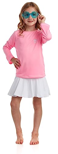 Image of Pink Platinum Girls Rash Guard - UPF 50+ Sun Protection Quick Dry Summer Long Sleeve Swim Shirt Rash Guard for Girls