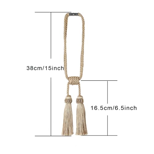 Fenghuangwu Magnetic Curtain Tiebacks 4Pack Tassel Curtain Tieback Modern Handmade Tie Backs,Decorative Tassel Holdback for Draperies,Window Decor(Beige) by fenghuangwu - Image 2
