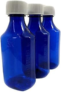 SRX Graduated Oval Pharmacy Bottle for Liquid Medicine Blue Medicine Bottle Child Resistant Cap Prescription Pharmacy Bottle Pack of 15 (3 oz/15 Units)