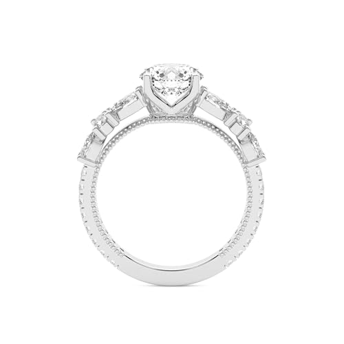 FRIENDLY DIAMONDS Lab Grown Diamond Engagement Ring For Women 0.50-6 Carat IGI Certified | 14K Or 18K White, Yellow Or Rose Gold | Chrizan Round & Pear Side Stone Diamond Ring | FG-VS1-VS2 Quality2