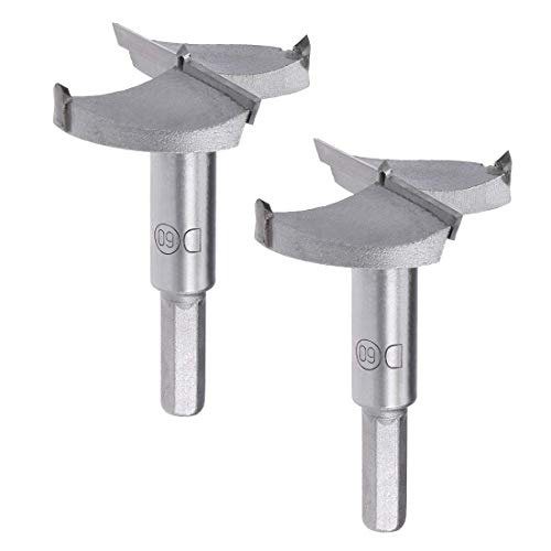 MACHSWON 2PCS Forstner Drill Bits Tungsten Carbide Wood Hole Saw Opener Drill Bit 60mm Woodworking Drilling Bit Cutter