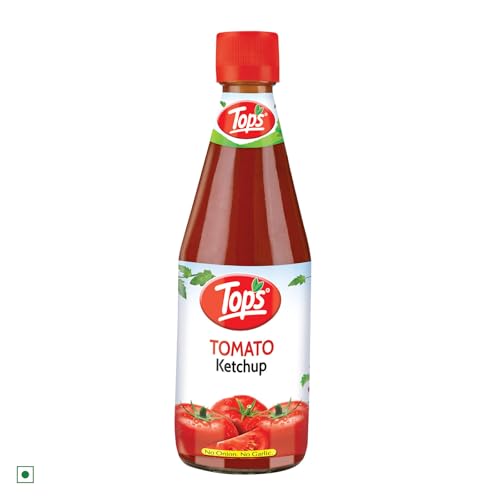 Image of TOPS Tomato Ketchup No Onion No Garlic- 500 gm Glass Bottle|Made with the Goodness of Juicy Hand-Picked Tomatoes | No Added Colour & Flavour. (Pack of 2)