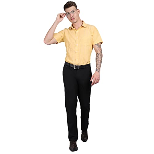 Image of Cantabil Solid Non Pleated Regular Fit Mid Rise Formal Trouser for Men | Formal Pants for Men | Formal Wear Regular Fit Trouser for Men (P-MTRF00037 Beige)