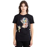 Disney Fairies Tinker Bell, Rosetta, Silvermist Floral Fun Camiseta de Mujer, Negro, M