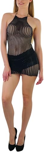 Image of ToBeInStyle Women's Stretch See Through Fishnet Novelty Mini Rave Party Dress