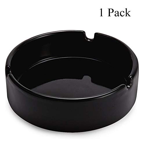 Teagas Glossy Black Ceramic Cigarette Ashtray For Man And Women, Outdoors Indoors Ash Tray, Desktop Smoking Ash Tray For Home Office Decoration #TOP5