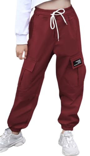 Image of SANGTREE Girls & Womens Cargo Pants Elastic Waist Drawstring Tapered Jogger Pants with Pockets, 6 Years-Women 2XL
