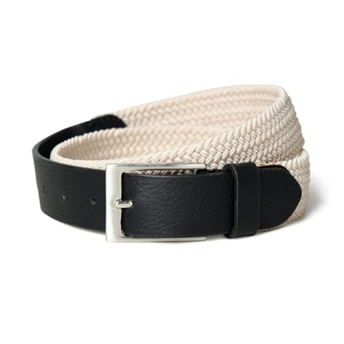 Image of MaheTri Braided Canvas Stretchable Elastic Woven Belt For Men (Upto 48 inch) | Premium Fabric Cloth Adjustable & Hole Free Elastic Belt for Men & Women