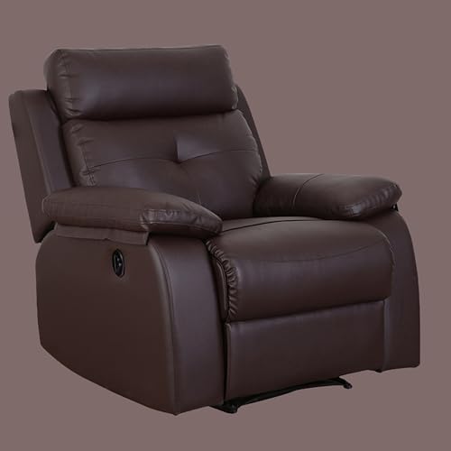 Image of Lofty Dreams Teamo Motorized Recliner Sofa 1 Seater - Easy Chair for Relaxation, Automatic Features, Luxurious Brown Design, Plush Support, Durable Build, 5-Year Warranty