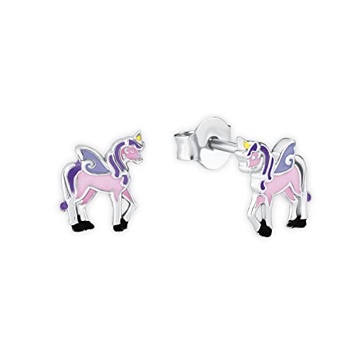 Princess Lillifee Stud earrings Ear jewelry, 0,9 cm, Purple, Unicorn, Comes in Jewelry Gift Box, 2013151