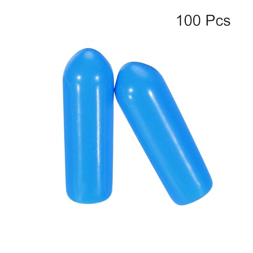 Image of MECCANIXITY 100pcs 4mm Rubber End Caps Cover PVC Vinyl Screw Thread Protector Round Wire Shelf Caps for Screw Bolt Pipe Fence Post, Light Blue