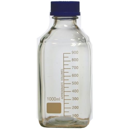 Karter Scientific 1000ml Glass Media Storage Bottles, Square, with GL45 Screw Cap, 254Q1 (Case of 24)