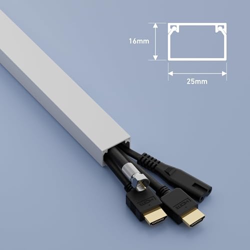 Goulotte Carrée D-Line Cache-câble Auto-adhésif Clipsable et Robuste