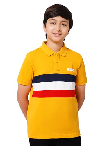 Image of Alan Jones Clothing Boy's Cotton Regular Fit Colorblock Polo T-Shirt