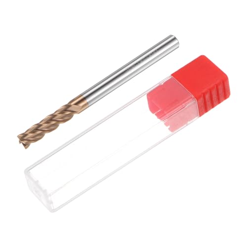 Image of HARFINGTON Micro Grain Carbide Square End Mill 1 /4 inch x 15 /16 inch (6mm x 24mm) Cut 1 /4 inch (6mm) Shank 3 inch (75mm) Length AlTiN Coated 4 Flutes Square Nose Cutter for Alloy Steel Hardened Steel
