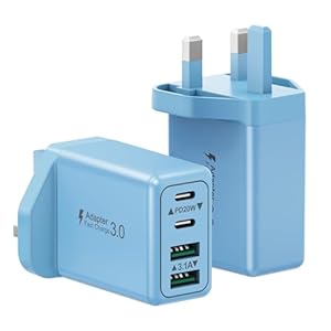 Suiwel 40W 4-Port USB C Fast Charger Plug UK Dual PD Power Adapter+QC Wall Plug, Multiport USB Plug Multi Type C Charging Plug for iPhone 17/16/15/14 Pro Max/Plus/13/12/11,Samsung, iPad, 2-Pack